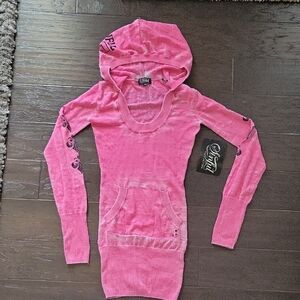 Sinful Vibrant Pink Hoodie THIN Knit